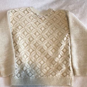 Toddler sweater - ivory with gold flecks - 4T